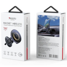 „Yesido“ 15 W oro išleidimo angos automobilinis „MagSafe“ magnetinis belaidis įkrovimo laikiklis, juodas