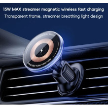 „Yesido“ 15 W oro išleidimo angos automobilinis „MagSafe“ magnetinis belaidis įkrovimo laikiklis, juodas