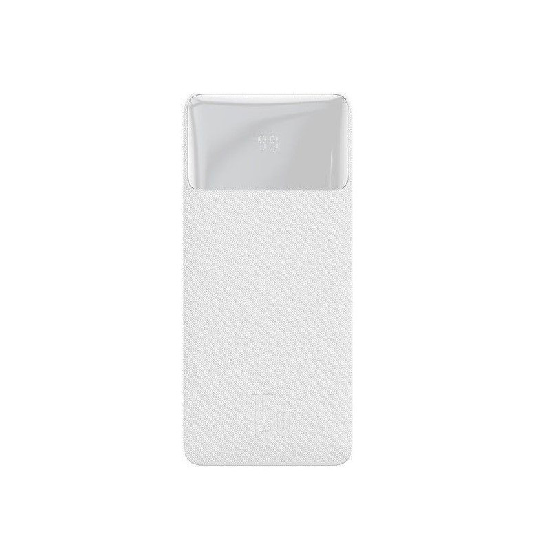 Baseus Bipow powerbank with display 10000mAh 15W white (Overseas Edition) + USB-A - Micro USB 0.25m White