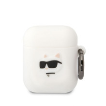 Karl Lagerfeld - Karl Lagerfeld 3D Logo NFT Choupette Head Silicone Case for AirPods 1 / 2 White