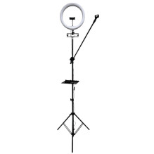 iLike S14 LED Selfie 36cm Ring Light Lamp + Tripod Stand 2.1m + Shelf & 3x phone / Mic Holder Black iLike S14 LED Selfie 36cm Ring Light Lamp + Tripod Stand 2.1m + Shelf & 3x phone / Mic Holder Black