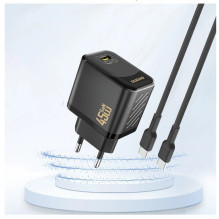 „Dudao Dudao A28“ 45 W „GaN USB-C“ sieninis įkroviklis – juodas