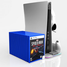 „iLike DZ504 Slim“ kelių prijungimo stotelė „PlayStation 5“ ir „PS5“ valdikliams su aušinimu ir RGB, juoda