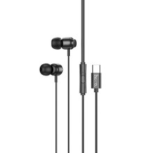 Hoco M122 Power metal universalios skaitmeninės ausinės su mikrofonu, C tipo, juodos
