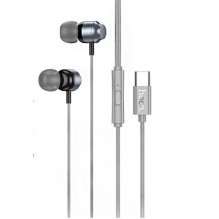 Hoco M122 Power metal universalios skaitmeninės ausinės su mikrofonu, C tipo, metalo pilkos