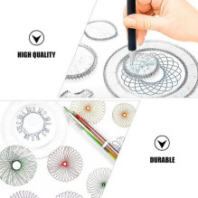 iLike 28pcs Spiral Drawing Ruler Set Includes Gears Pens A4 Paper Tutorial ABS Plastic