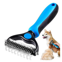 iLike Dog &amp; Cat Dematting Comb L Size Dual-Blade Design Soft Grip Handle