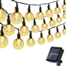 „Elight Garden Decor“ saulės energija varomos LED stiklinių rutuliukų (1 cm) stiliaus lempučių girliandos, 11 m, 50 vnt.