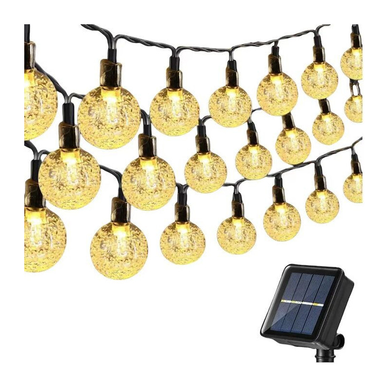 „Elight Garden Decor“ saulės energija varomos LED stiklinių rutuliukų (1 cm) stiliaus lempučių girliandos, 11 m, 50 vnt.