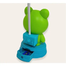 Kiddyz NL1 Space Froggy vaikiška naktinė stalo lempa (20x10cm) su USB maitinimu ir pieštukų drožtuku, žalia