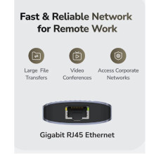 „Cudy UH606 PortMate USB-C 6-in-1“ šakotuvas, 4K 60Hz HDMI, gigabito LAN, 3x USB-A, maitinimo įvestis, pilkas