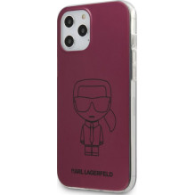 Karl Lagerfeld Apple iPhone 12 / 12 Pro 6.1'' PC / TPU Metallic Iconic Outline Cover Dark Pink