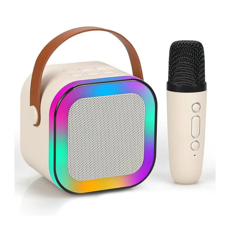 Kiddyz K12 Karaoke Set of Bluetooth wireless 6w speaker &amp; 1x Microphone with RGB Light Pink