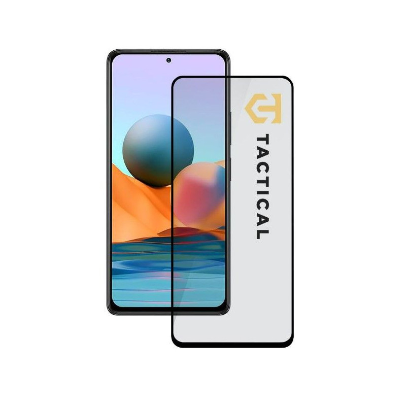 Taktinis „Xiaomi Redmi Note 10 Pro / 10 Pro Max“ apsauginis stiklas 2.5D „Full Glue“ juodas
