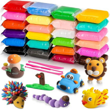 Kiddyz 24pcs Modelling Clay Set Soft Air-Dry &amp; Non-Toxic Creative DIY Toy Multicolor