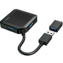„Hama“ USB šakotuvas, 4 prievadai, USB 3.2 Gen 1, 5 Gb/s, įskaitant USB-C adapterį