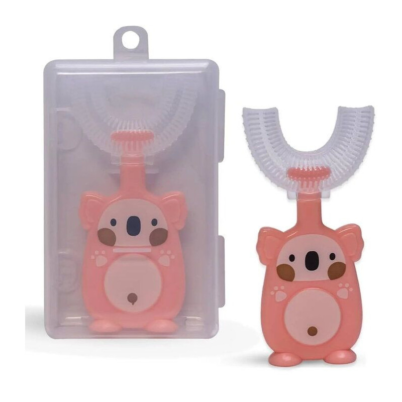 Kiddyz U1 Electric Tooth brush kids 2-6 years U shape soft silicone bristles + Dustproof case Pink