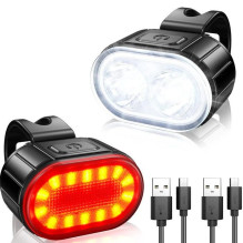 „Elight“ LED dviračio žibintų komplektas, įkraunamas USB priekinis ir galinis žibintas, juodas