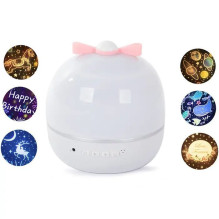 Kiddyz WH-16E Dream Projection Night Lamp (12x12xm) with 6 pattern films USB-C rechargeable White