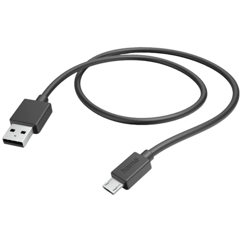 Hama įkrovimo laidas USB-A į Micro USB 1m, juodas