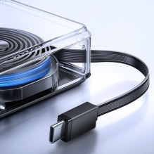 „Joyroom JR-PR1“ 10000mAh 22,5W išorinė baterija su integruotu ištraukiamu USB-C laidu, juoda