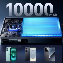 „Joyroom JR-PR1“ 10000mAh 22,5W išorinė baterija su integruotu ištraukiamu USB-C laidu, juoda