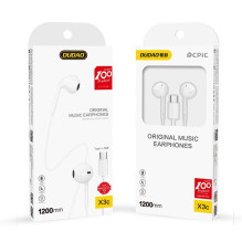 „Dudao Dudao X3C“ į ausis įdedamos laidinės USB-C ausinės, 1,2 m ilgio – baltos