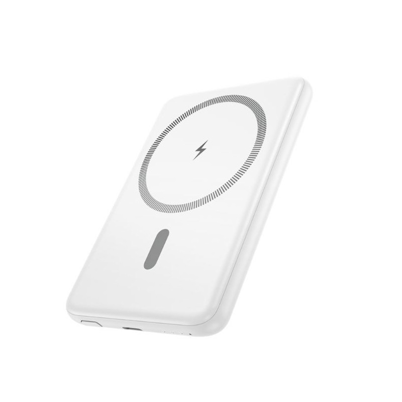 „Hoco J140A Tony PD20W“ itin plona magnetinė išorinė baterija (5000 mAh), balta