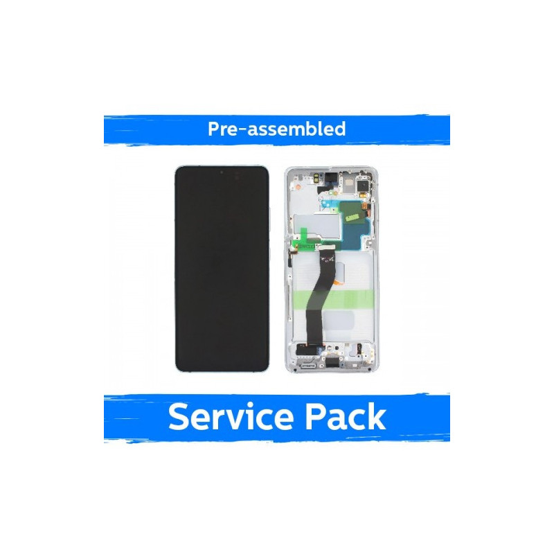 Screen for Samsung G998 S21 Ultra with frame / Phantom Silver / (Pre-assembled Service Pack)