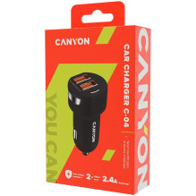 CANYON car charger C-04 2.4A / 2USB-A Black
