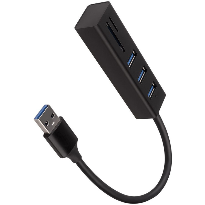 AXAGON HMA-CR3A 3x USB-A + SD / microSD, USB3.2 Gen 1 hub, metal, 20cm USB-A cable