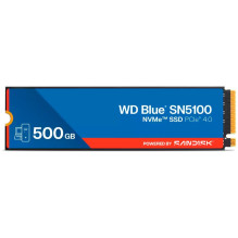 SSD WD Blue SN5100 500GB M.2 2280 PCIe Gen4 x4 NVMe QLC 3D, skaitymo / rašymo greitis: 6600 / 5600 MBps, IOPS 660K / 110