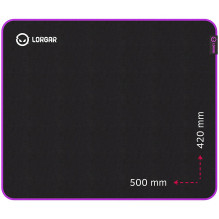 Lorgar Main 315, Gaming mouse pad, High-speed surface, Purple anti-slip rubber base, size: 500mm x 420mm x 3mm, weight 0