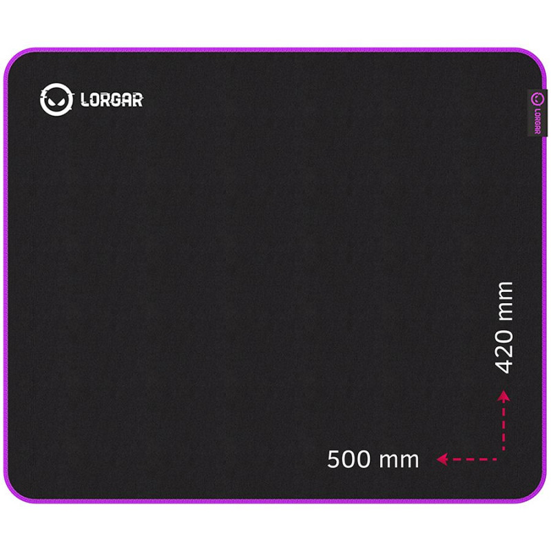 Lorgar Main 315, Gaming mouse pad, High-speed surface, Purple anti-slip rubber base, size: 500mm x 420mm x 3mm, weight 0