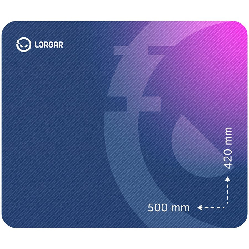 Lorgar Main 135, Gaming mouse pad, High-speed surface, Purple anti-slip rubber base, size: 500mm x 420mm x 3mm, weight 0