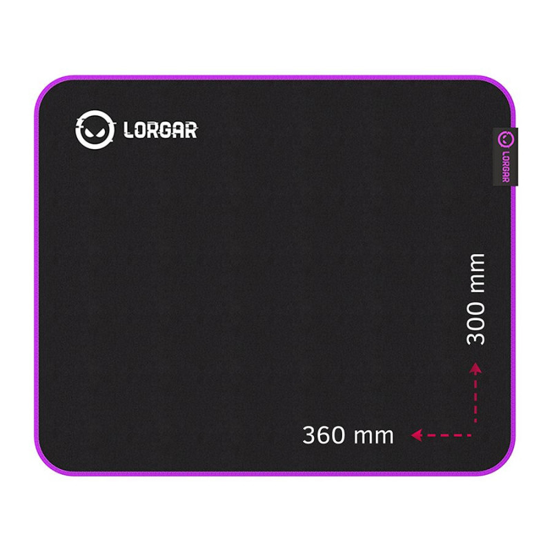 Lorgar Main 313, Gaming mouse pad, High-speed surface, Purple anti-slip rubber base, size: 360mm x 300mm x 3mm, weight 0