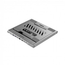 Canyon Laptop stands with hub, TYPE C F to HDMI2.0+2USB3.0+USBC3.0+RJ45+PD, TYEP C TO C cable 1m white with Emarker: HUS