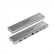„Canyon“ nešiojamųjų kompiuterių stovas su šakotuvu, TYPE CF į HDMI2.0+2USB3.0+USBC3.0+RJ45+PD, TYEP C į C kabelis 1m ba