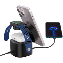 Canyon 4 in 1 Wireless Charging Stand, 30W max, Size: 70x70x70.3mm, weight: 414g, with 65W charger and 1M cable, black