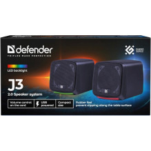 Kompiuterio garsiakalbiai 2.0 DEFENDER J3 2.0 6W LED USB juodi