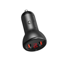Car charger Baseus with display, 2x USB, 4.8A, 24W (gray) Car charger Baseus with display, 2x USB, 4.8A, 24W (gray)