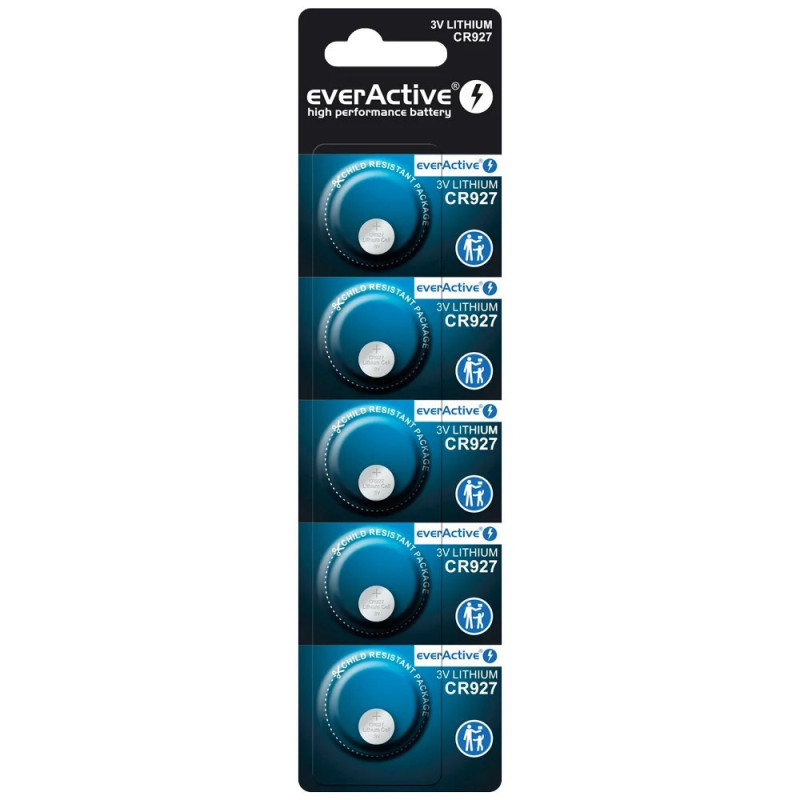 Ličio baterijos mini „everActive CR927“ - 5 vnt. lizdinėje pakuotėje.