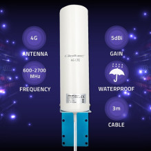 Qoltec 57044 4G LTE dviguba antena, 5dBi, visakryptė, lauko sąlygoms