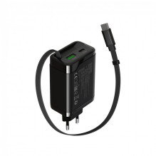 CANYON charger OnCharge 65RC Build-In Cable USB-C 65W 1xPD 1xQC EU Black