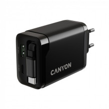 CANYON charger OnCharge 65RC Build-In Cable USB-C 65W 1xPD 1xQC EU Black