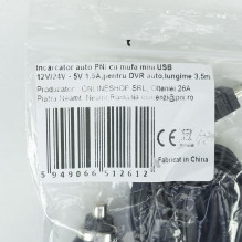 PNI car charger with miniUSB socket 12V / 24V - 5V 1.5A, cable length 3.5m, for car DVR