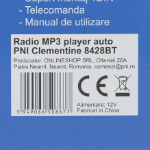Radio MP3 player Clementine 8428BT 4x45w 1 DIN with SD, USB, AUX, RCA and Bluetooth