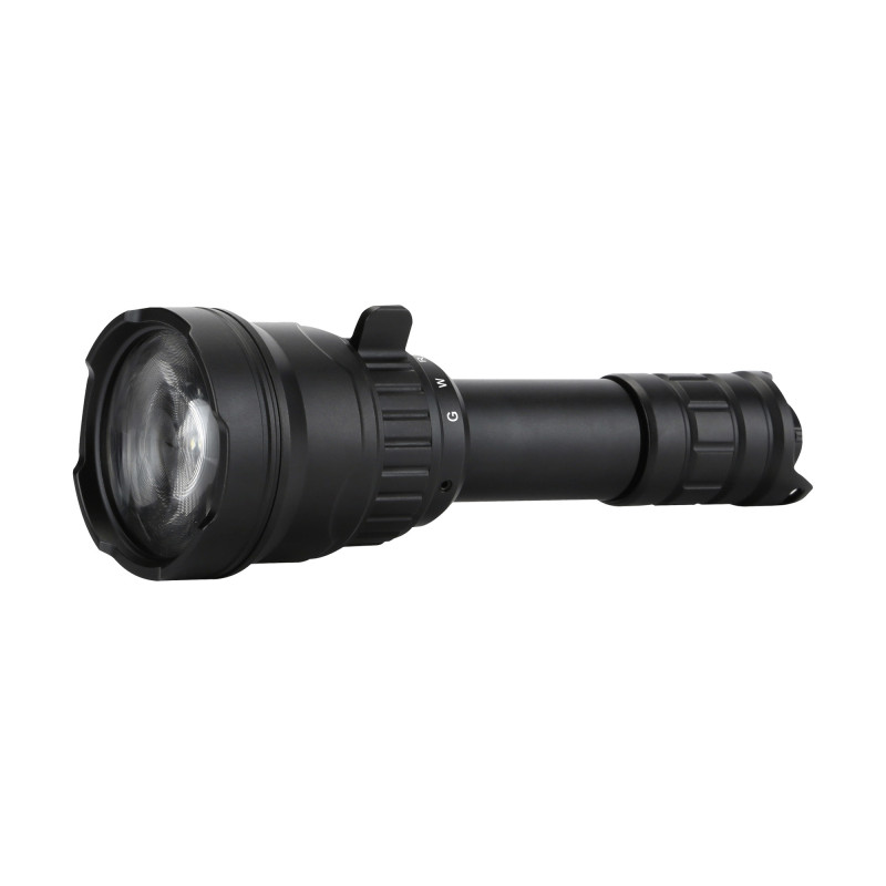 PNI Adventure F300 flashlight with 3 light colors white, red, green, distance 650m and 620lm