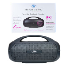 PNI FunBox BT600 portable speaker, with Bluetooth, 65W, MP3 player, card reader, USB, wireless microphone, 4400mAh batte