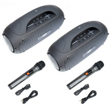 Set of 2 PNI FunBox BT600 portable speakers, pairing via Bluetooth with stereo sound function, 65W, IPX4